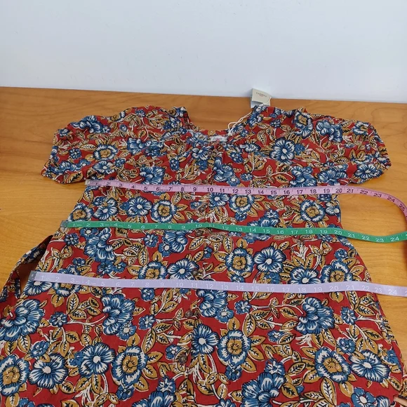 Faherty Carmel Print Linen Blend Midi Dress Size XS Tie Waist Floral Boho Pocket - Picture 13 of 15